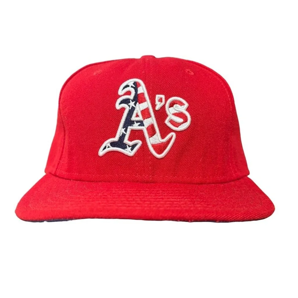 New Era‎ Oakland A's Stars & Stripes 59FIFTY Fitted Hat Red Size 7 5/8